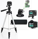 50" Aluminum Camera Tripod with Built in Bubble Level Indicator for All GoPro Hero Cameras 1 2 3 4 5 6 7 8 9 10 + Tripod Mount & an eCostConnection Microfiber Cloth