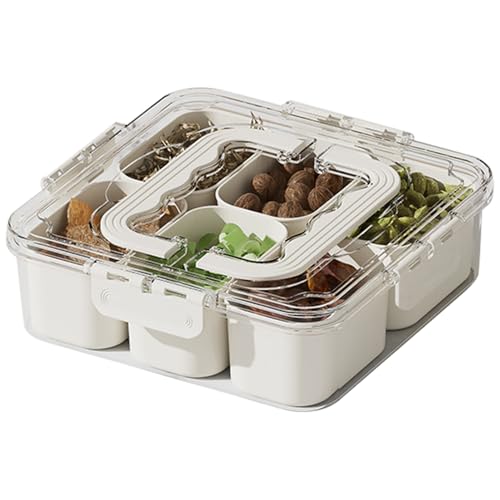 Snackle Box Charcuterie Container - Bandeja De Comida Seccionada, Caja De Servicio De Fiesta | Organizador De Frutas De Refrigerador, Contenedor De Verduras Grande, Bandeja De Almacenamiento De Alimen