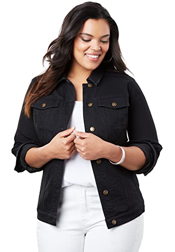 Roaman's Women's Plus Size Essential Stretch Denim Jacket