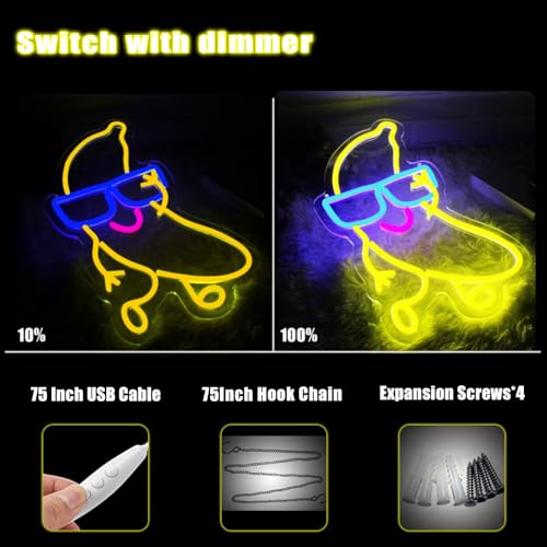 Dancing Banana Neon Sign Banana Neon Light LED Light Up Sign for Wall Decor Dimmable for Room Wall Art 10.2