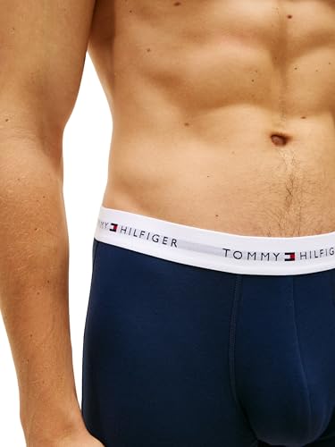 Tommy Hilfiger Herren 3er Pack Boxershorts Trunks mit Logomuster-Bund, Mehrfarbig (Arm Grn/WDG Blu/Ptch Blu), XS – Ansicht 4