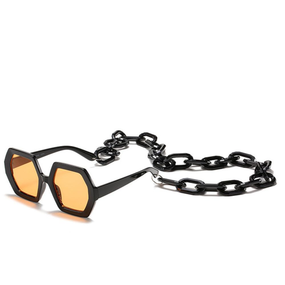 Lunettes de soleil à chaîne polygone au design géométrique et finitions rétro - 8