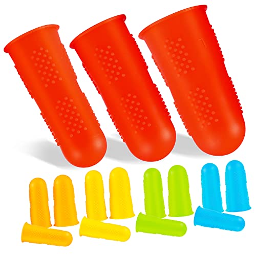 minkissy Silicone Finger Sleeves 15 Pcs Finger Caps Finger Protective Caps for Sewing Heat-Resistant Finger Guards Easy to Cle