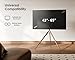 FITUEYES Design Corner TV Stand for 43-65 Inch TVs, Height Adjustable Metal Tripod Easel TV Stand Modern TV Floor Mount with Concealed Storage for Bedroom Living Room, Picasso Series