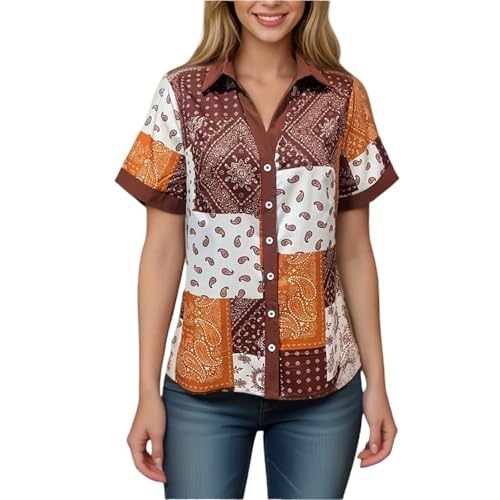 Chemise manches courtes femme vintage à imprimé floral chic