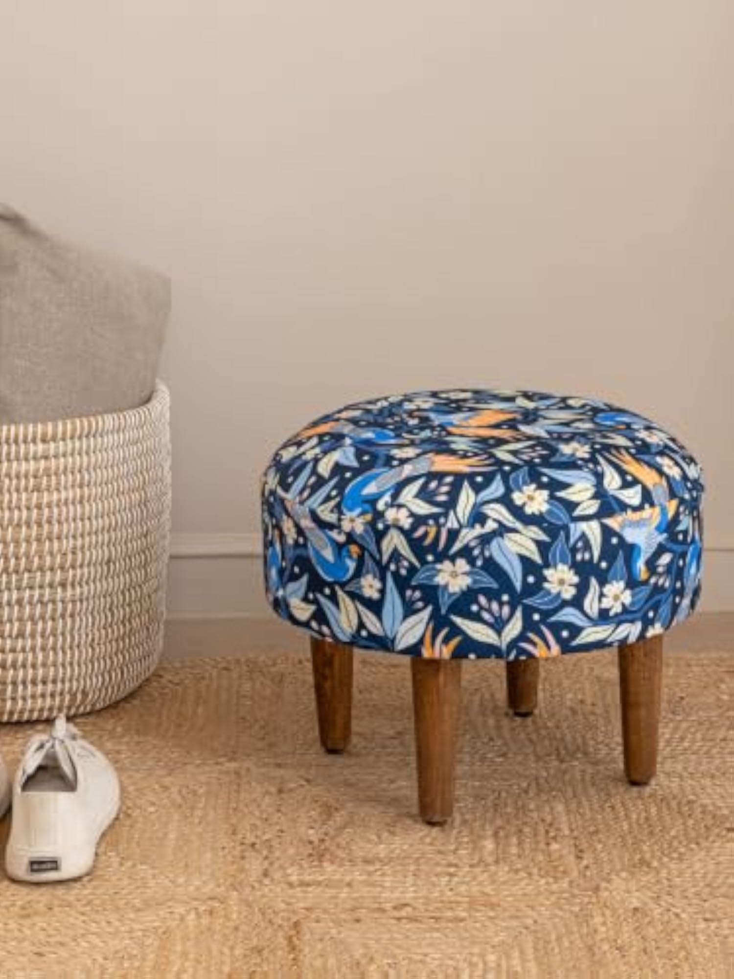Multicolour Ottoman Stool with Soft Cushion Seat