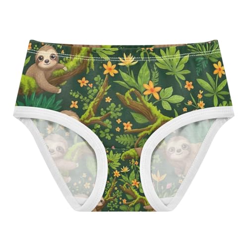 Cute Sloths Green Underwear Toddler Girl, Cotton Underwear Girls, 2T–8 Years