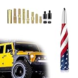 Crynod 1 PC Car Modified Bullet Antenna, 5.5' American Flag Personalized Decorative Anti-Theft Security Antenna, Stable Signal with Screw Mounting Accessories, Universal for Most Cars (Silver)