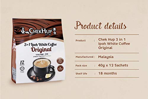 Malaysia Famous Chek Hup Instant Ipoh White Coffee with Low GI Premium Rock Sugar by Ametsus (3 In 1 ORIGINAL)
