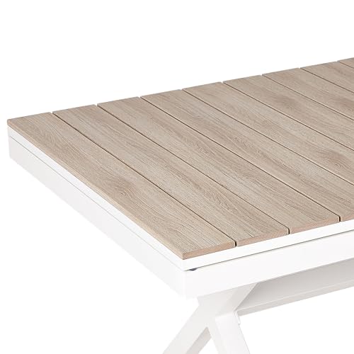Beliani Mesa de jardín Extensible 184/244 x 90 cm Aluminio Muebles de Exterior Blanco Fanes - imagen 6