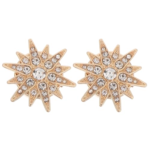 CIMAXIC ラインストーンボタンカバー1組:クリップ式装飾キラキラ - 六角形クリップチャームボタンデコレーション - 衣装をアップグレードするためのDIYクリップ式装飾