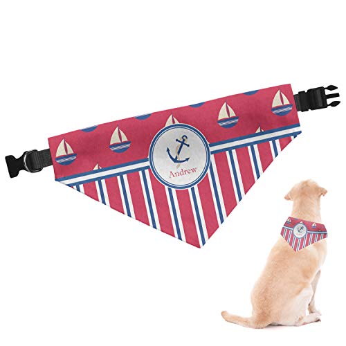 RNK Shops Personalized Sail Boats & Stripes Dog Bandana - XLarge