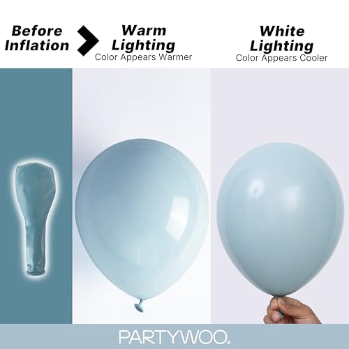Image of PartyWoo Dusty Blue Balloons 140pcs Different Sizes of 18 12 10 5 Inch Light Blue Aqua Boho Balloon Arch Kit Garland for Graduation Baby Shower Gender Reveal Birthday Party Decorations Blue-F28