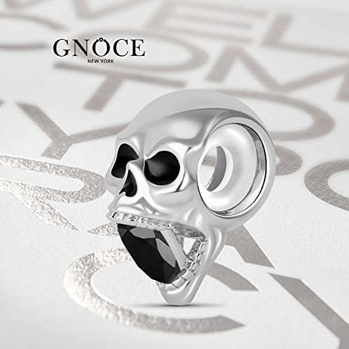 Image of GNOCE Skull Pendant Charm Silver Dangle Charms Bead fit Bracelet /Necklace Jewelry Gift for Women Men