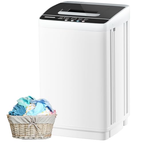 Haddockway Portable Washing Machine,Compact Laundry Washer Energy Saving,0.95Cu.ft Top Load Washer,10 Programs 3 Water Leves,Full-automatic Washer and Spinner with LED Display/Drain Pump for Home,Dorm