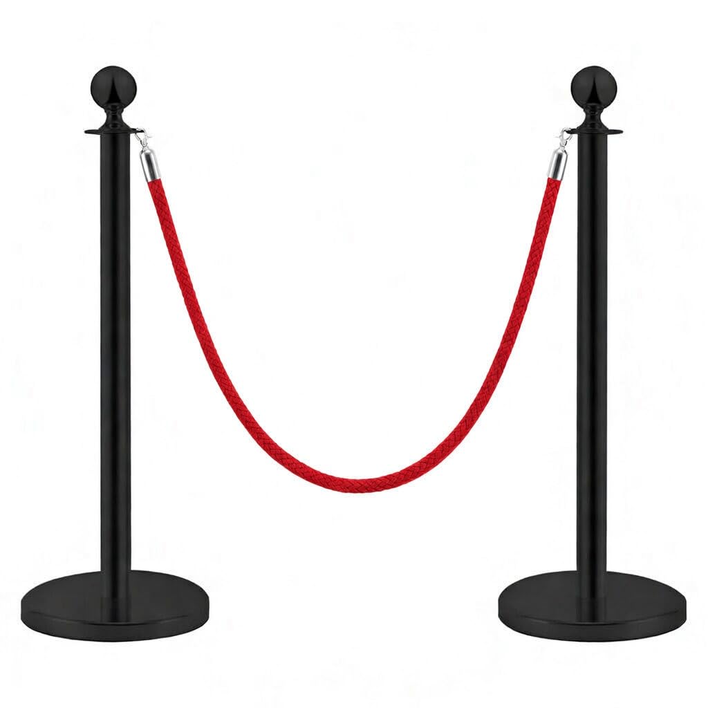 Postes Separadores de Acero Inoxidable Negro 90 cm 2 Piezas Control de Multitudes