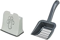 TRIXIE Streuschaufel mit Halter - alle gängigen Streuarten - Halter einfach zu reinigen - Größe L - weiß/grau - 40475