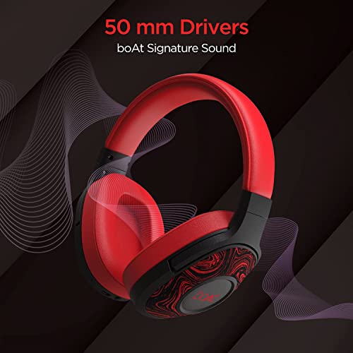 Image of Boat Rockerz 558 Bluetooth Wireless Over Ear Headphones with Mic Upto 20 Hours Playback, 50MM Drivers, Soft Padded Ear Cushions and Physical Noise Isolation (Red)