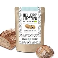 Helle LOWER-CARB BRÖTCHENBACKMISCHUNG 350g – mit Sauerteig, Bio, vegan, glutenfrei, proteinreiches Landbrot-Brot, Lebensmittel ohne Getreide, Organic Workout