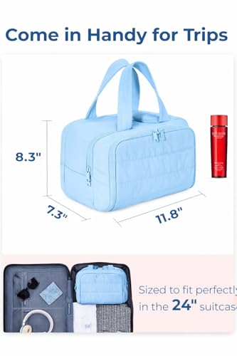 Image of Handcuffs Polyester Toiletry Kit Bag for Women - Hanging Makeup Organizer, Travel Cosmetic Pouch, Lightweight Grooming Case (Dark Blue)