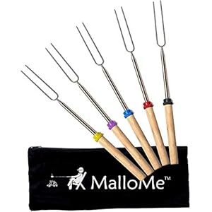 MalloMe Marshmallow Roasting Sticks – Smores Skewers for Fire Pit Kit – Hot Dog Camping Accessories Campfire Marshmellow…