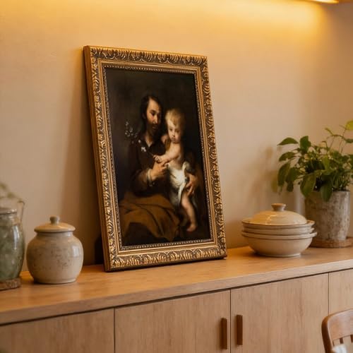 Toile de Saint Joseph et Jésus cadre suspendu premium - 6
