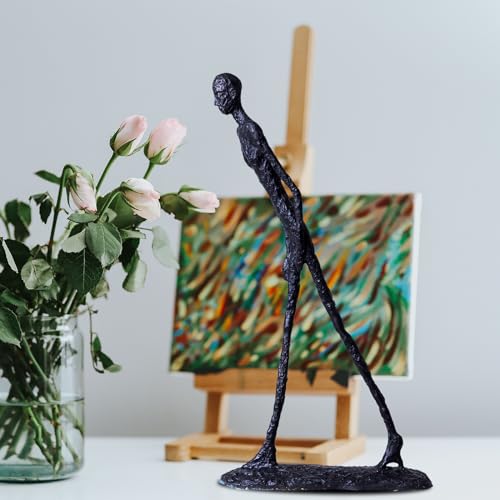 Estatua de hombre caminando en bronce 11.8 pulg miniatura 5