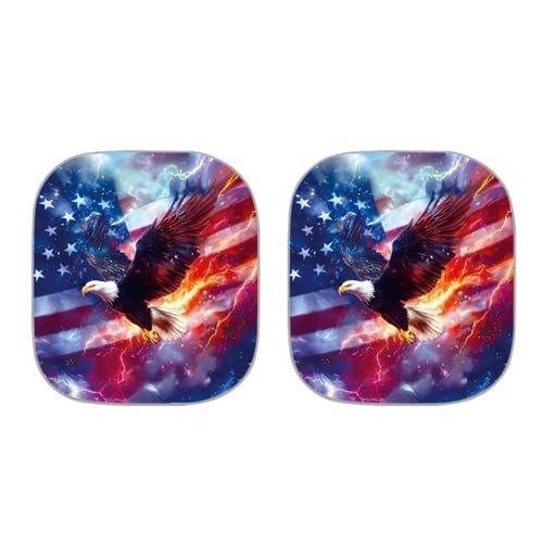 Image of Eagle Flag 2 PCS Car Windshield Sun Shade Foldable Automotive Front Window Sunshade Protector Window Shades Cover Sun Visor Shield for Most Sedan Truck SUV
