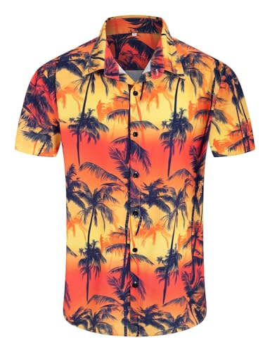 Image of Yoimira Hawaiian Shirts for Men, Print Mens Casual Short Sleeve Button Down Shirts Floral Aloha Beach Shirt