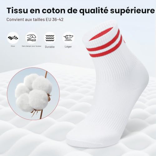 Zourglow 6 Paires Chaussettes Femme de Sport EU36-42, Respirantes – vue 5