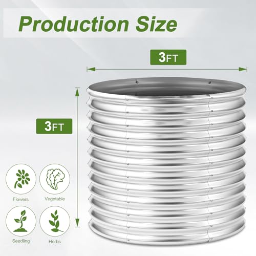AHEONLAR 2 Pack 3x3x3ft Round Galvanized Raised Garden Bed Outdoor Metal Planter Bed Box for Vegetables Gardening by AHEONLAR - Image 3