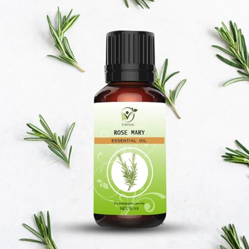 Image of VIRTUAL Rosemary Essential Oil 15ml 100 Percent Pure Natural Therapeutic Grade Oil for Hair Growth Hair Fall Control Dandruff Care Aromatherapy Sleep Relaxation Skin Body Massage Use