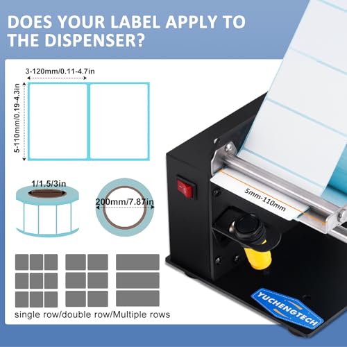 YUCHENGTECH Automatischer Etikettenspender Elektrische Etikettenschälmaschine Automatischer Etikettenabstreifer 6 Zoll/s Etikettenbreite 106 mm