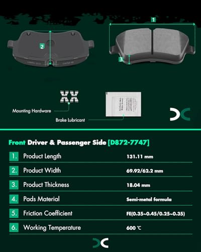 Image of SCITOO D876 D872 Front Rear Semi-Metallic Brake Pads Sets Fit For Mercedes-Benz C230 / C280 / C320 / C350 / CLK320 / CLK350