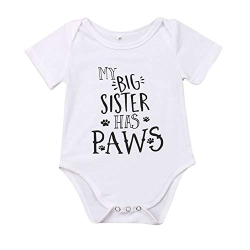 Newborn Unisex Baby Funny Onesie Baby Girl Boy Short Sleeve Shirt Cotton Bodysuit Romper (Big Sister, 3-6 Months)