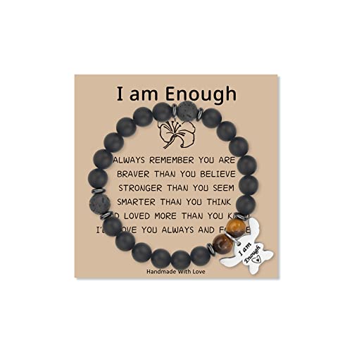 Image of LINY Inspirational Gifts for Women, Natural Stone Beads Stretch Stitch Bracelet Charm Jewelry Ohana Means Family Gifts Stitch Stuff for Women Love, Mom, Daughter, Niece, Sister