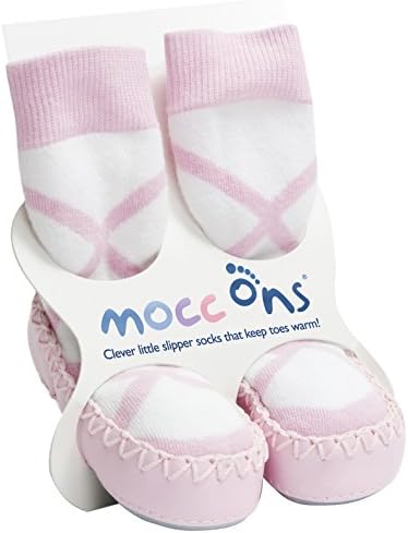 Mocc Ons Clever Little Moccasin Slipper Socks Pink Ballerina