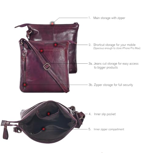 Image of Leather Crossbody Bags for Women - Ladies Sling Handbags - Medium Cross body Purses Handbags - Purses For Women