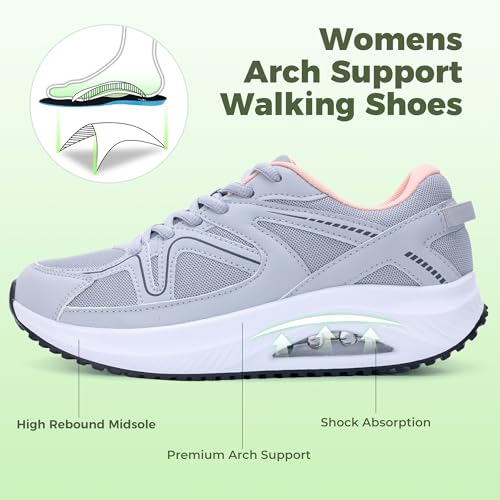 Image of Autper Plantar Fasciitis Shoes Women Walking Arch Support Tennis Casual Athletic Nurse Orthotic Sneakers for Foot Pain Relief