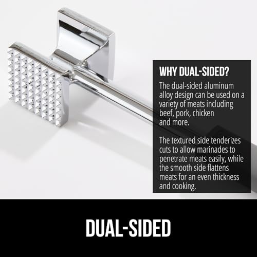 Image of GORILLA GRIP Patented Meat Tenderizer, Multipurpose Dual-Sided Kitchen Mallet for Steak, Shellfish, Nuts, Candy, Ice, Pork Cutlet Pounder, BPA-Free Soft Comfortable Handle, Dishwasher Safe, White