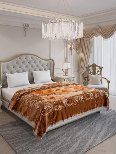 Image of Monte Carlo Unisex Superimo Double Bed Reversible 3 Ply 1516 GSM | 8 KG Heavy Winter Blanket (Camel Brown)