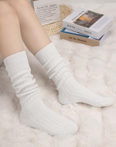 Loritta Wool Socks for Women Winter Warm Long Scrunch Sock Cable Knit Knee High Boot Slouchy Socks 5