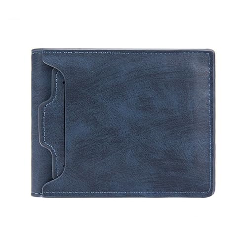 men's wallet Short, fashionable and casual men's large-capacity multi-card slot wallet(Blue)