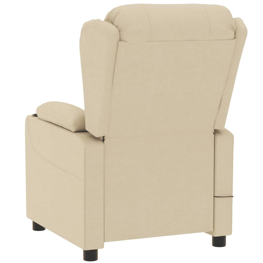 Sillón eléctrico reclinable, color crema, de tela | 3 posiciones reclinables, motor eléctrico, 2 portavasos, marco de madera y metal