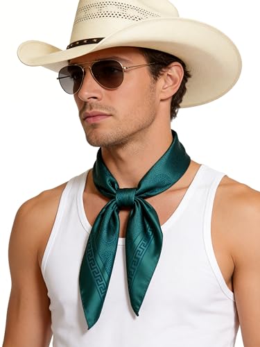 Image of 35 inch Men's Large Square Jacquard Scarf - Cowboy Wild Rugged Style, With Gift Packed