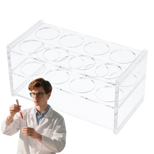 Genérico Gradilla Tubos De Ensayo - Soporte De Exhibición De Acrílico - 8 Tomas Gradilla Acrílica Transparente Para Tubos - Para Ensayo De Laboratorio De Química