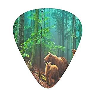 Wild Life Bear in Forest Lot de 12 médiators pour guitare basse électrique acoustique Motif animaux mignons - Les Beatles, Paul McCartney, John Lennon, RIngo Starr, George Harrison
