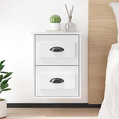 Mesitas de Noche Colgantes Blancas y Madera Marca AJJHUUKI