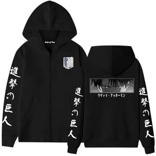 Unisex Japanese Anime Zip up Hoodie AOT Long Sleeve Survey Corps Emblem Casual Sweatshirt Hooded Pullover Tops