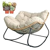 Xjymposium Garten Schaukelsessel Relaxstuhl Wohnzimmer Lesesessel, Mit Gepolsterter, Schwingsessel Patio, Bis 150 Kg, FüR Garten, Hof, Schlafzimmer Off-White